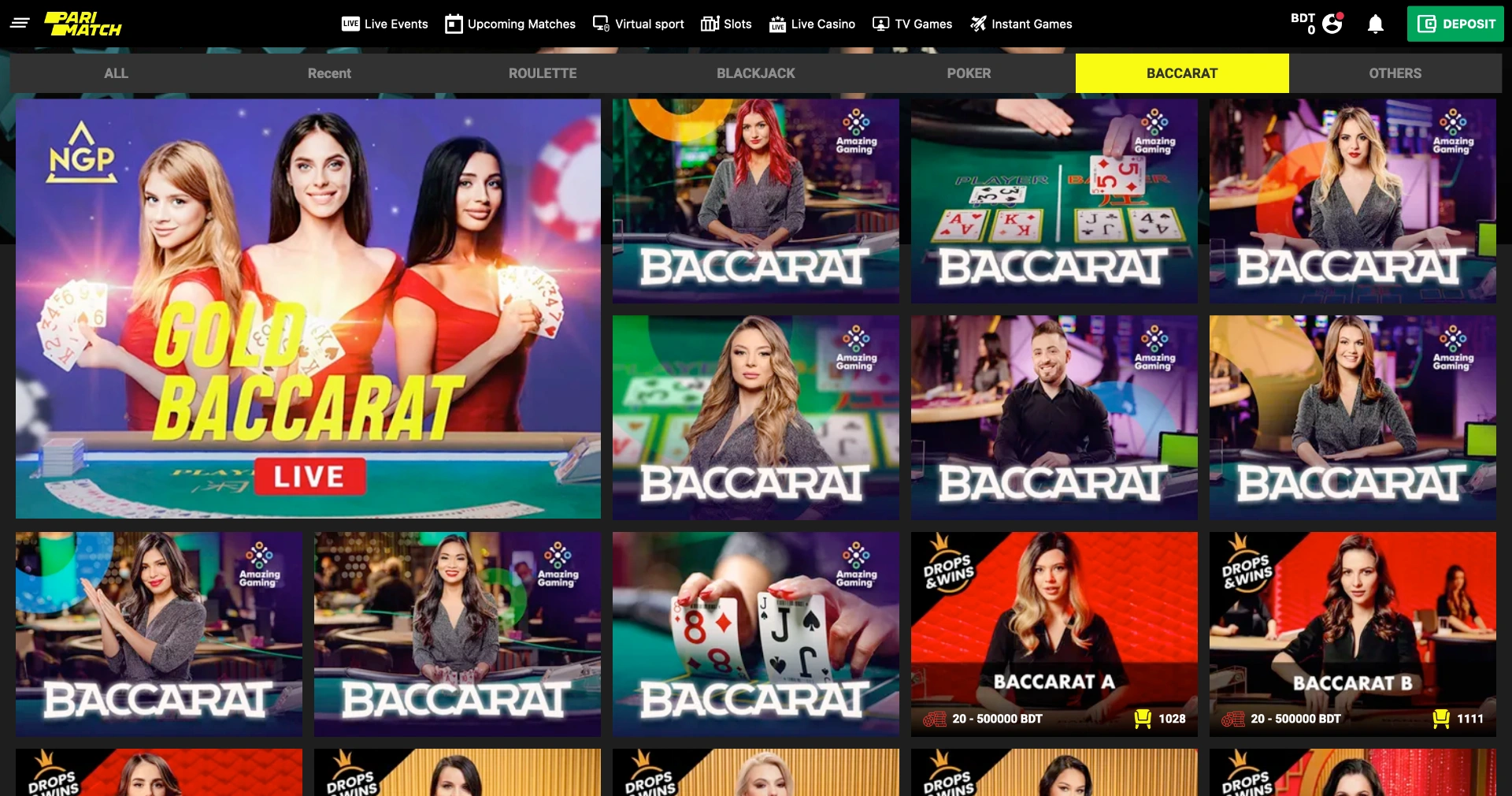 Choose the version of Baccarat that suits you best at Parimatch