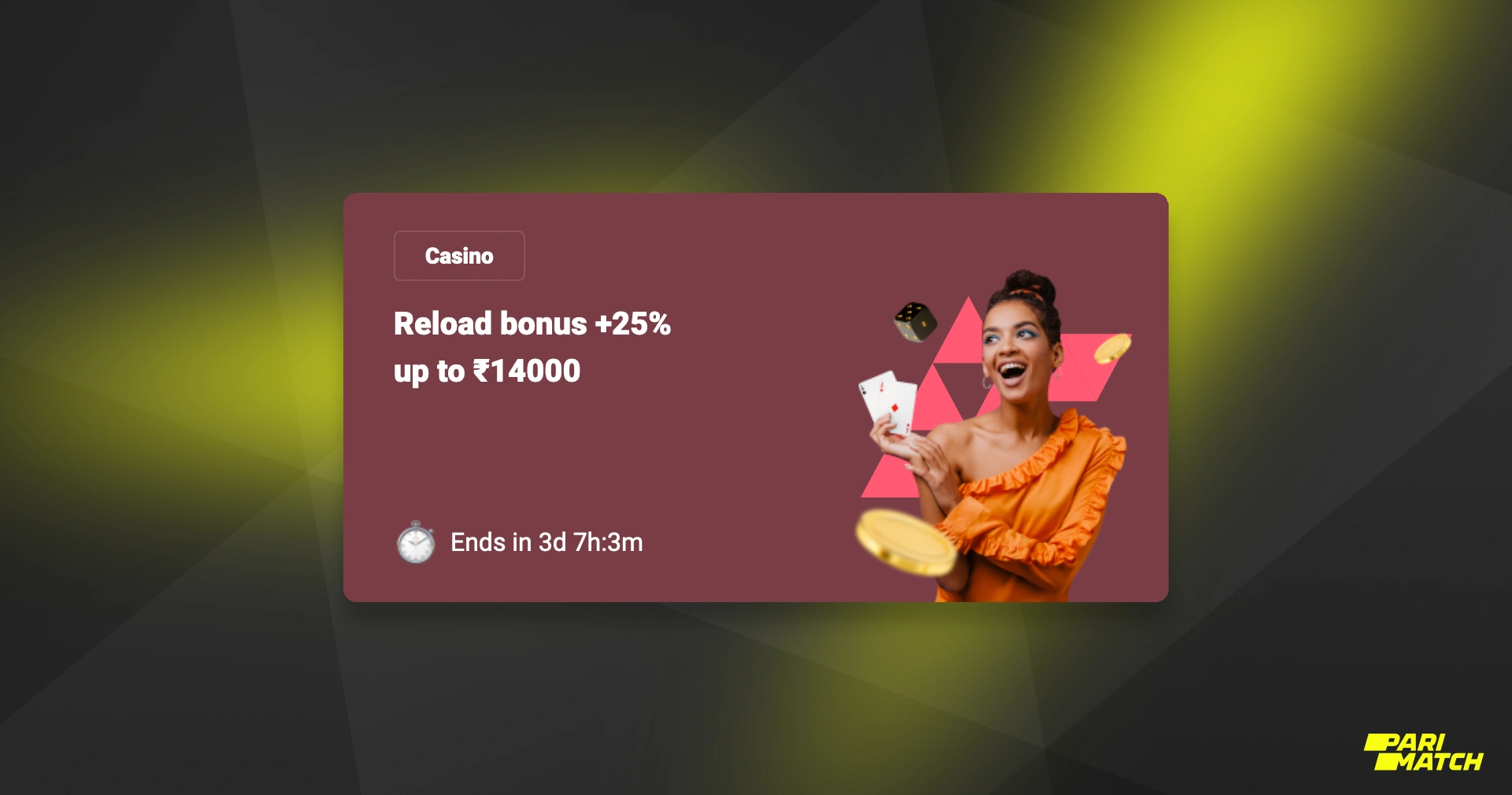 Reload bonus allows you to get an extra bonus for a deposit