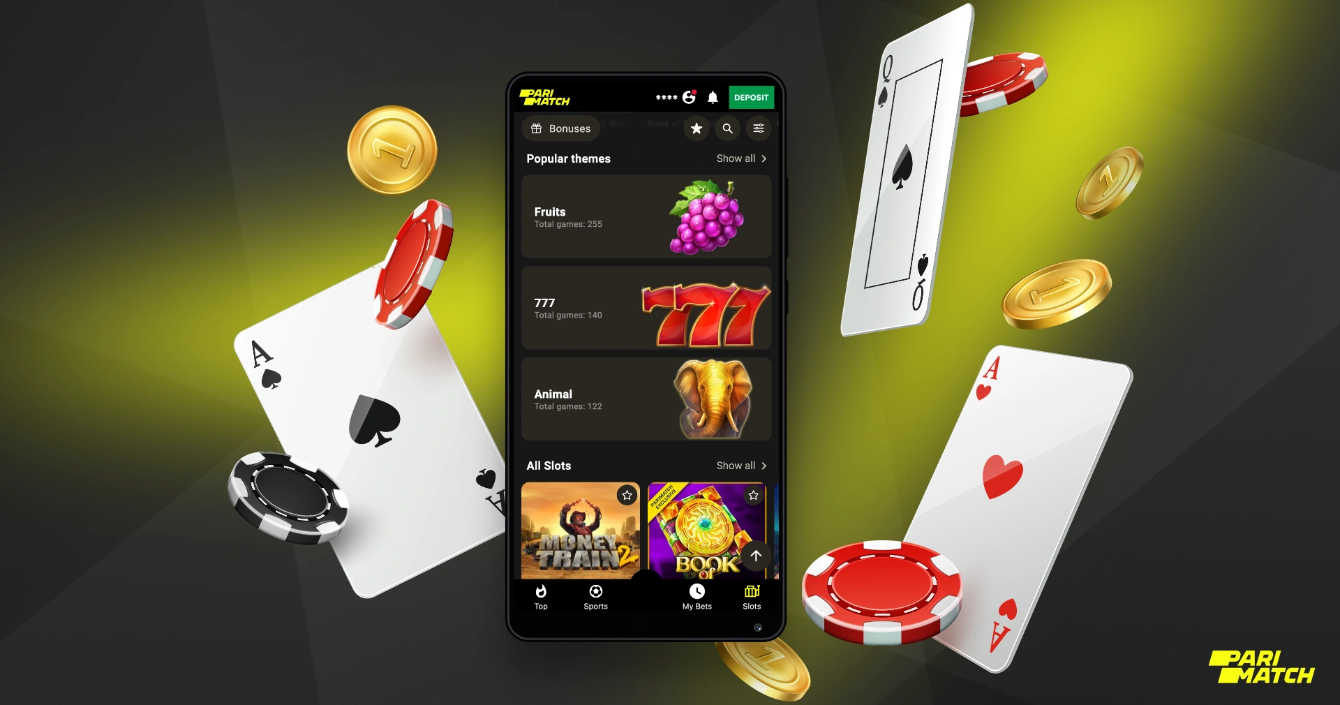 The most popular Parimatch games in the casino section