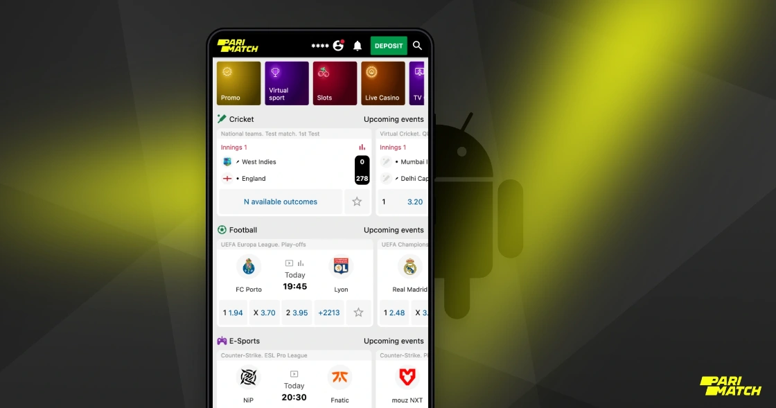 The Parimatch mobile app for Android allows you to bet on the go