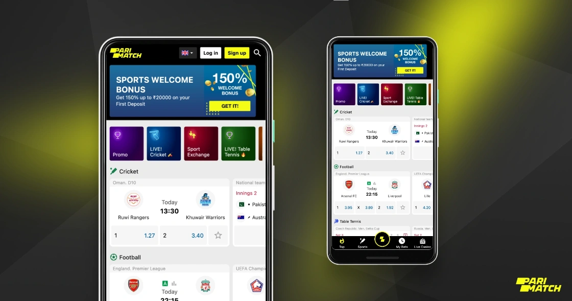 mobile version of the sports betting site parimatch