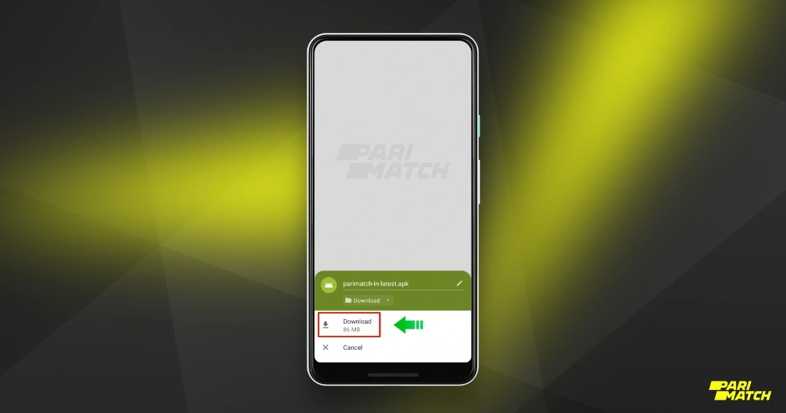 The process of downloading the Parimatch mobile app on Android
