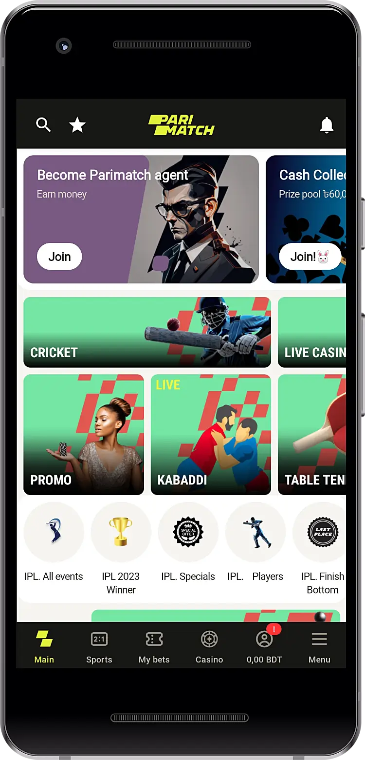 Parimatch mobile app for sports betting and casino in Bangladesh
