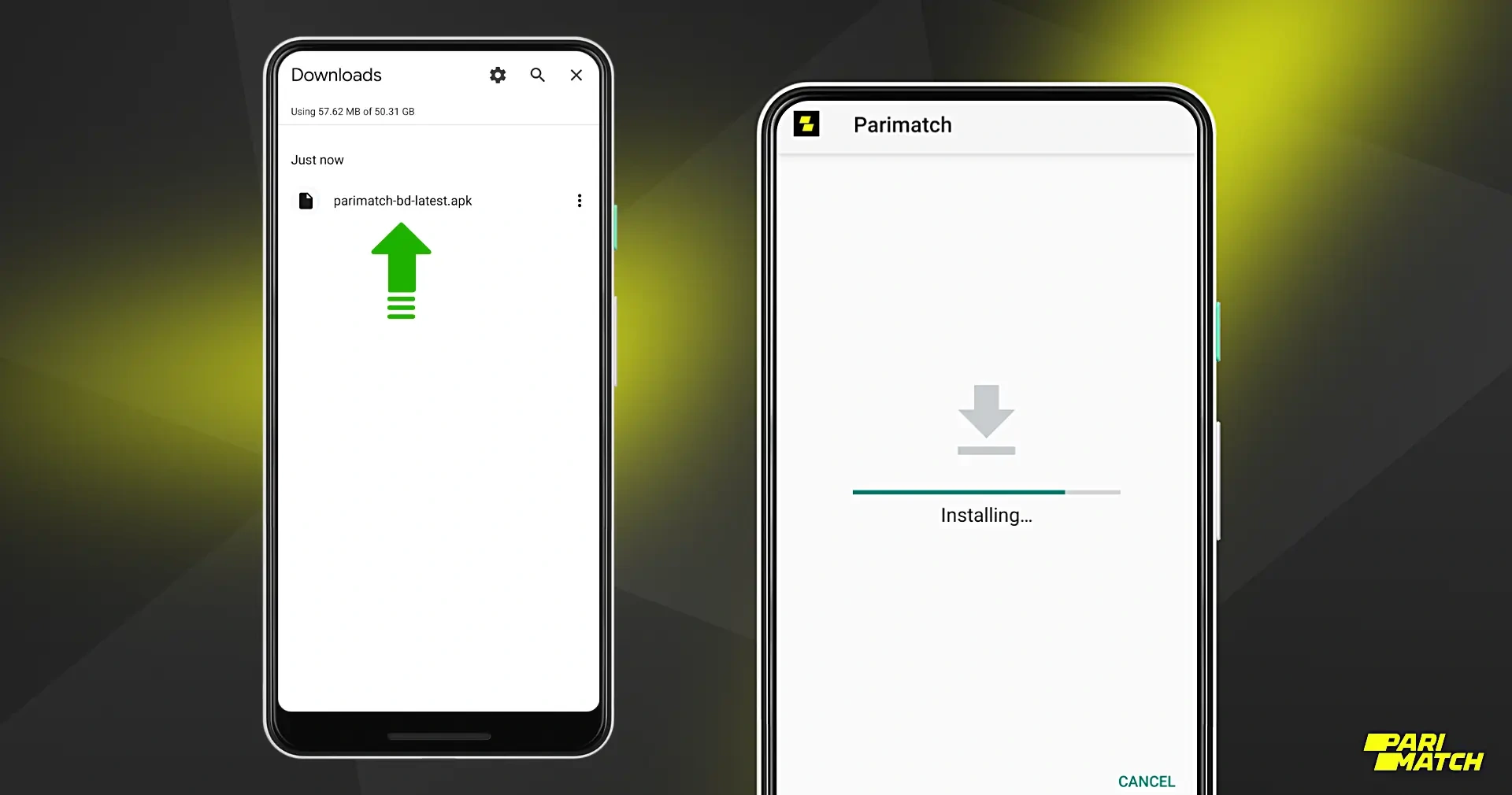 Installing the Parimatch APK application on Android takes several steps