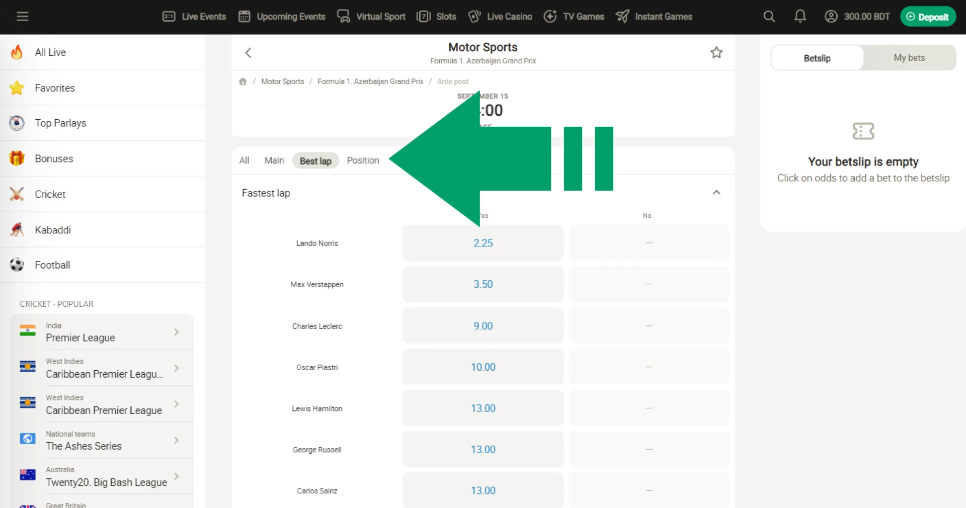 Users from Bangladesh can bet on sports at Parimatch on various intra-match events