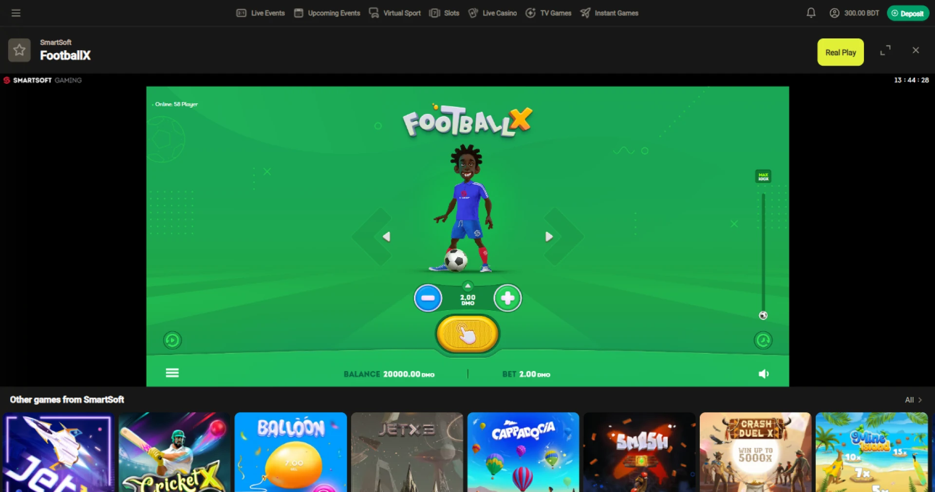 Parimatch offers players from Bangladesh to experience FootballX for free in demo mode